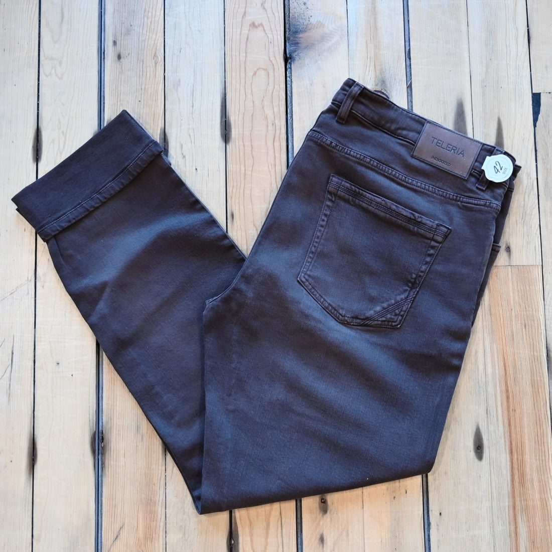 Teleria Zed 5 Pocket Jean in Wenge soft Italian dark brown denim with classic five-pocket design