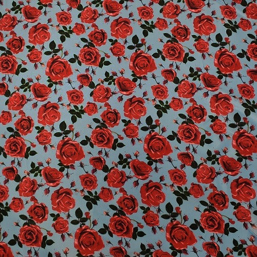 Cowboy Images pink rose floral wild rag on blue in Roy Rogers size