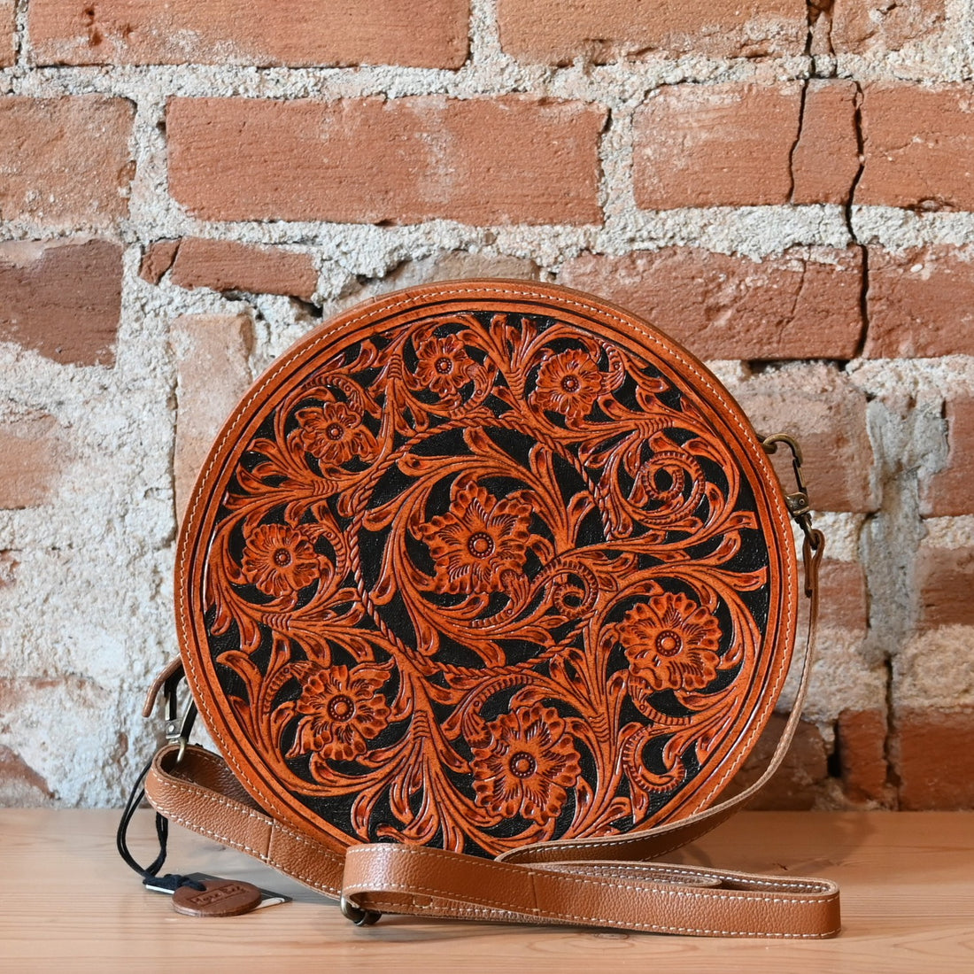 Myra Intrepid round leather & hairon bag