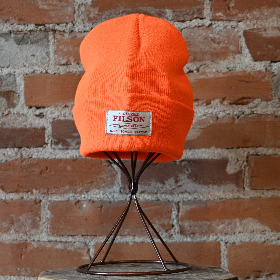 Filson Ballard Watch Cap Blaze orange beanie 100% acrylic cuffed knit