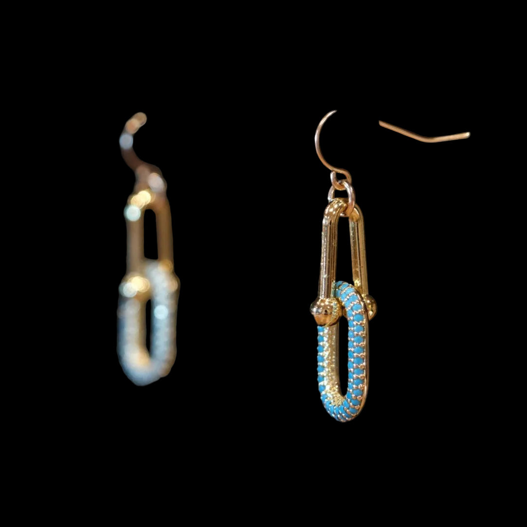Athena Designs Turquoise U-Link & Oval CZ Earrings