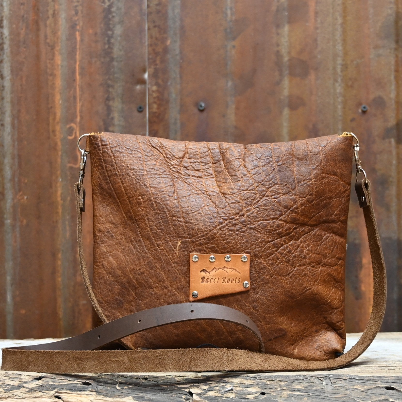 View of Bacci Roots Crossbody Purse in Brown