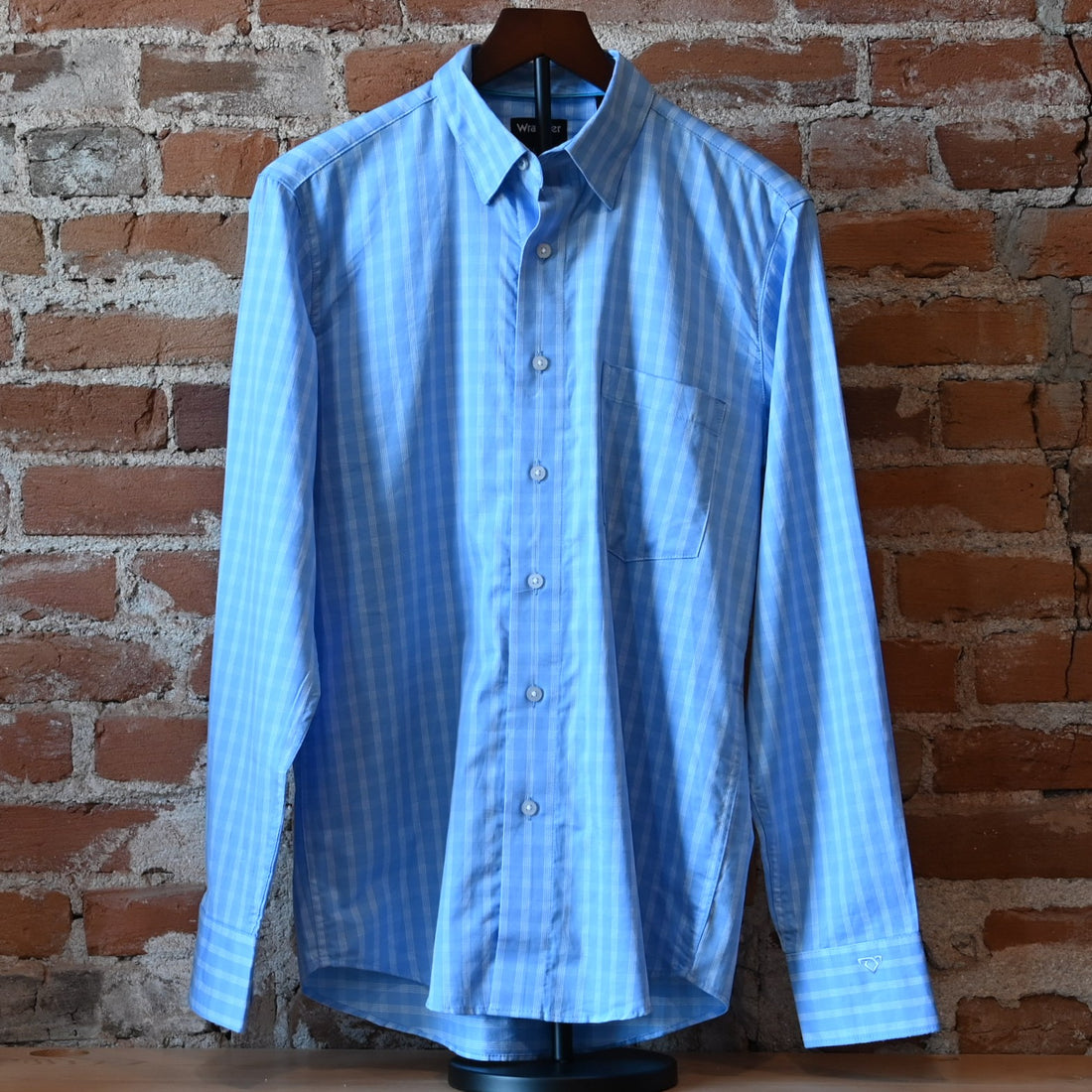 Wrangler Cody Johnson Sky Checks button-down shirt in French blue check pattern