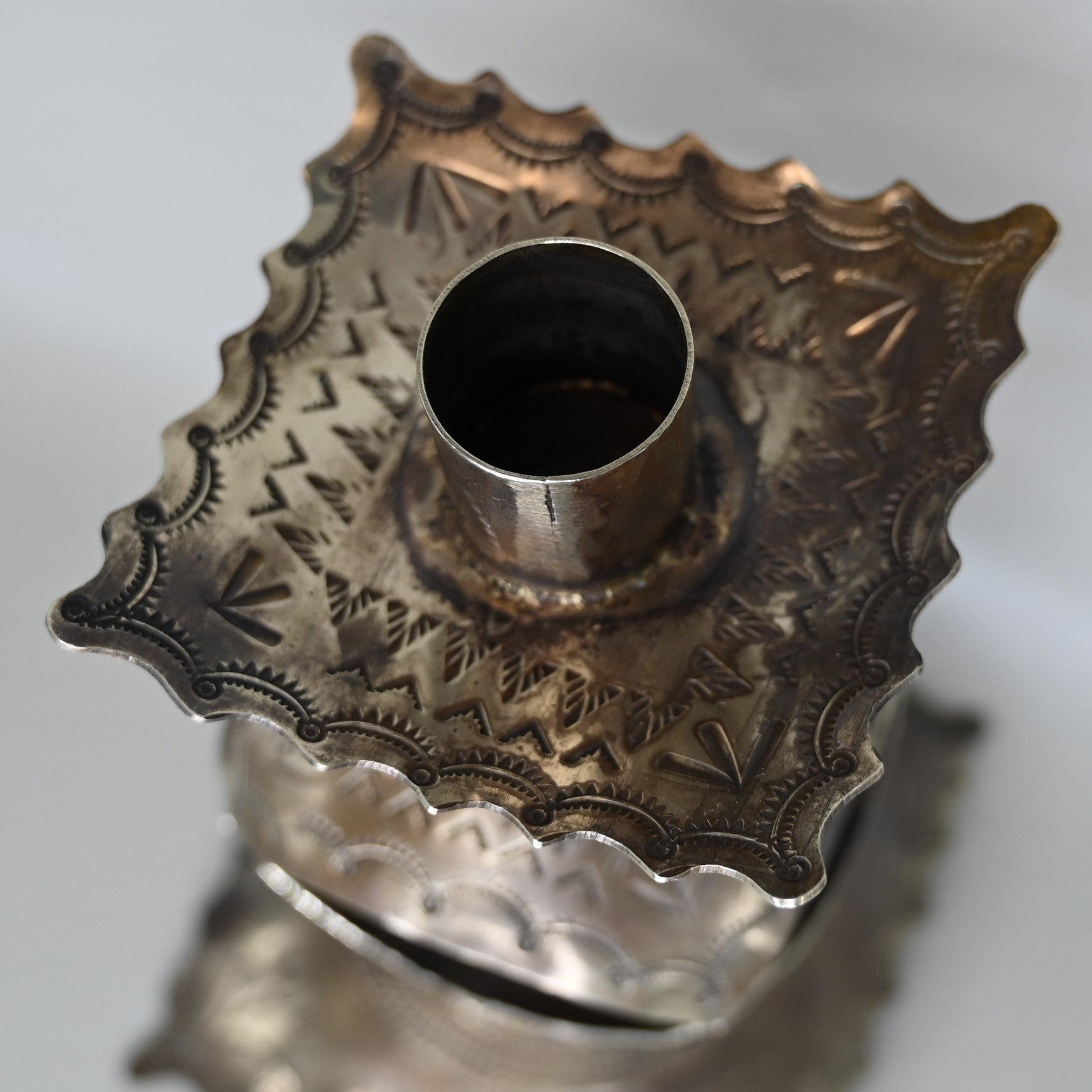 Stamped Candlestick Pair view of top