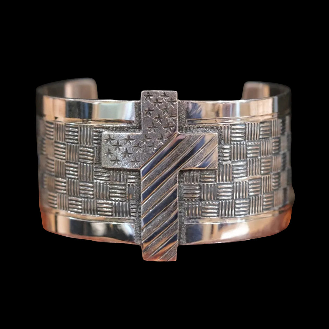 Vogt Silversmiths American Flag Basketweave Cuff
