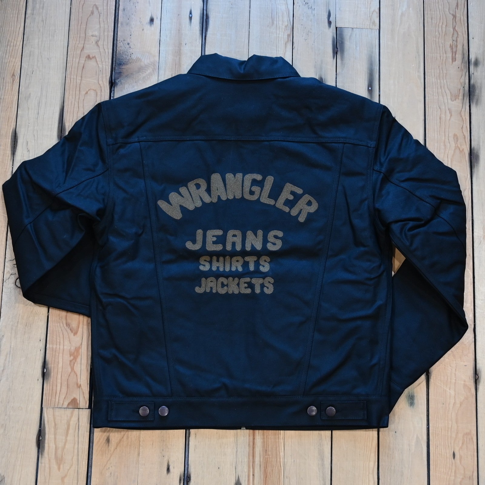 Filson × Wrangler Archival Adventure Jacket in black, waxed canvas outer with wool lining