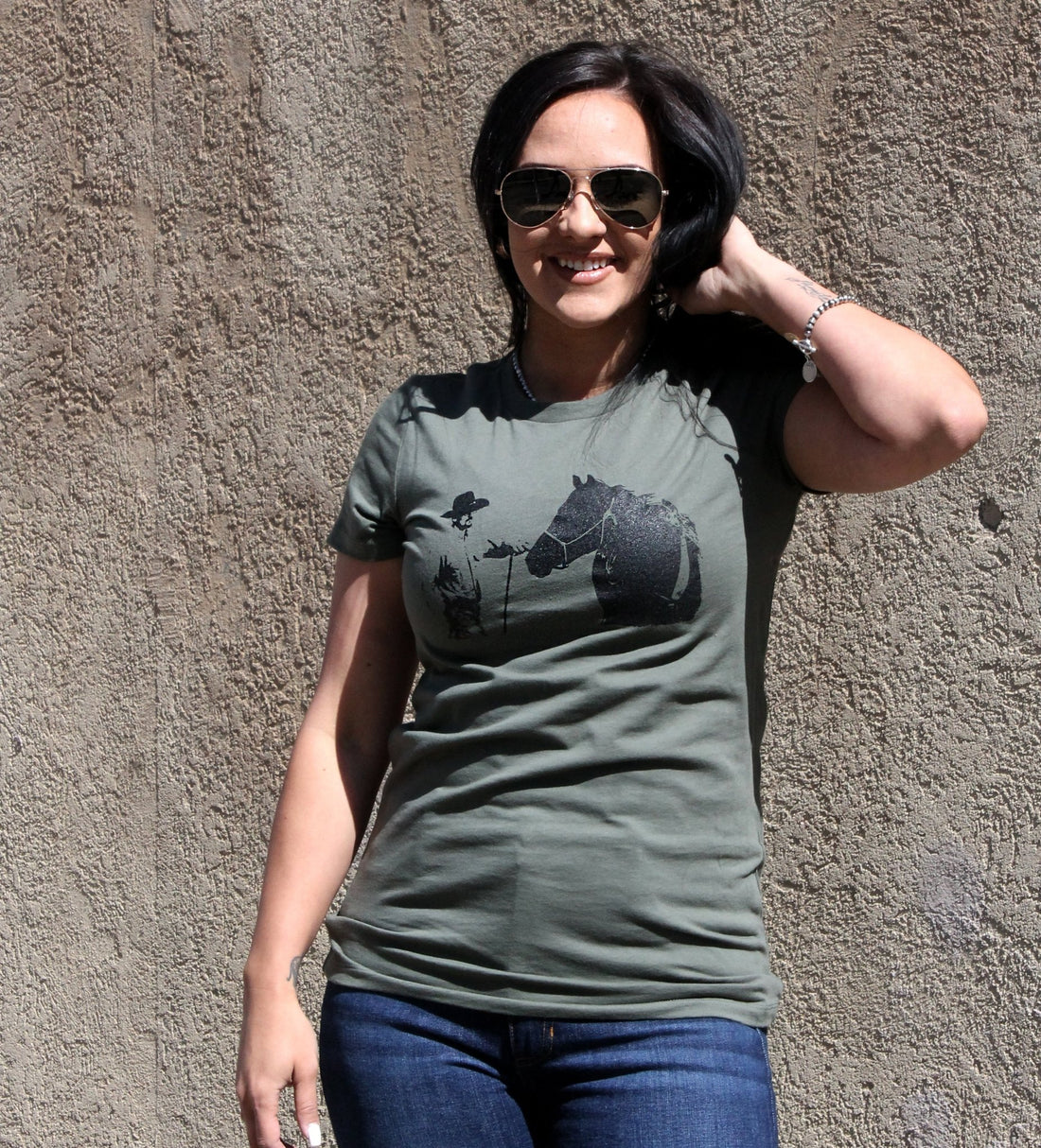 Cowboy & Horse on Green