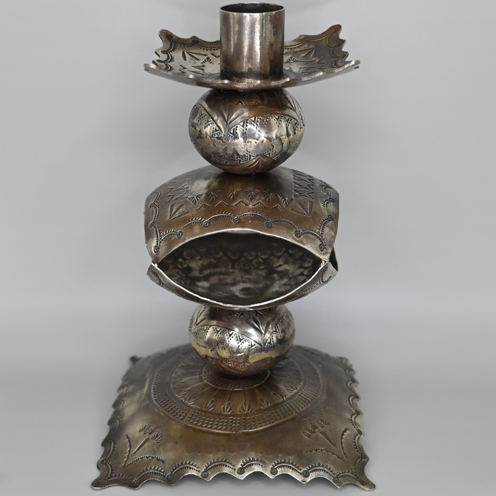 Stamped Candlestick Pair view of candlestick