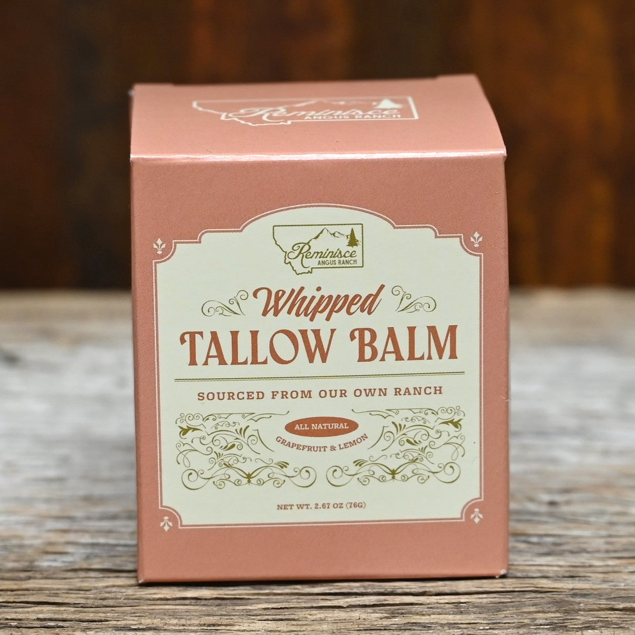 Jar of Reminisce Angus Ranch Grapefruit & Lemon Whipped Tallow Balm with citrus label