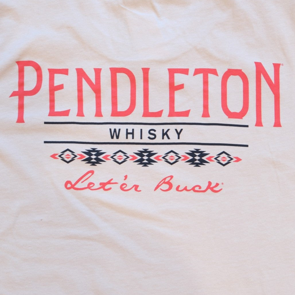 Pendleton Whisky Graphic Tee in Natural Beige showing the bold Western "bucking bronco" back graphic.