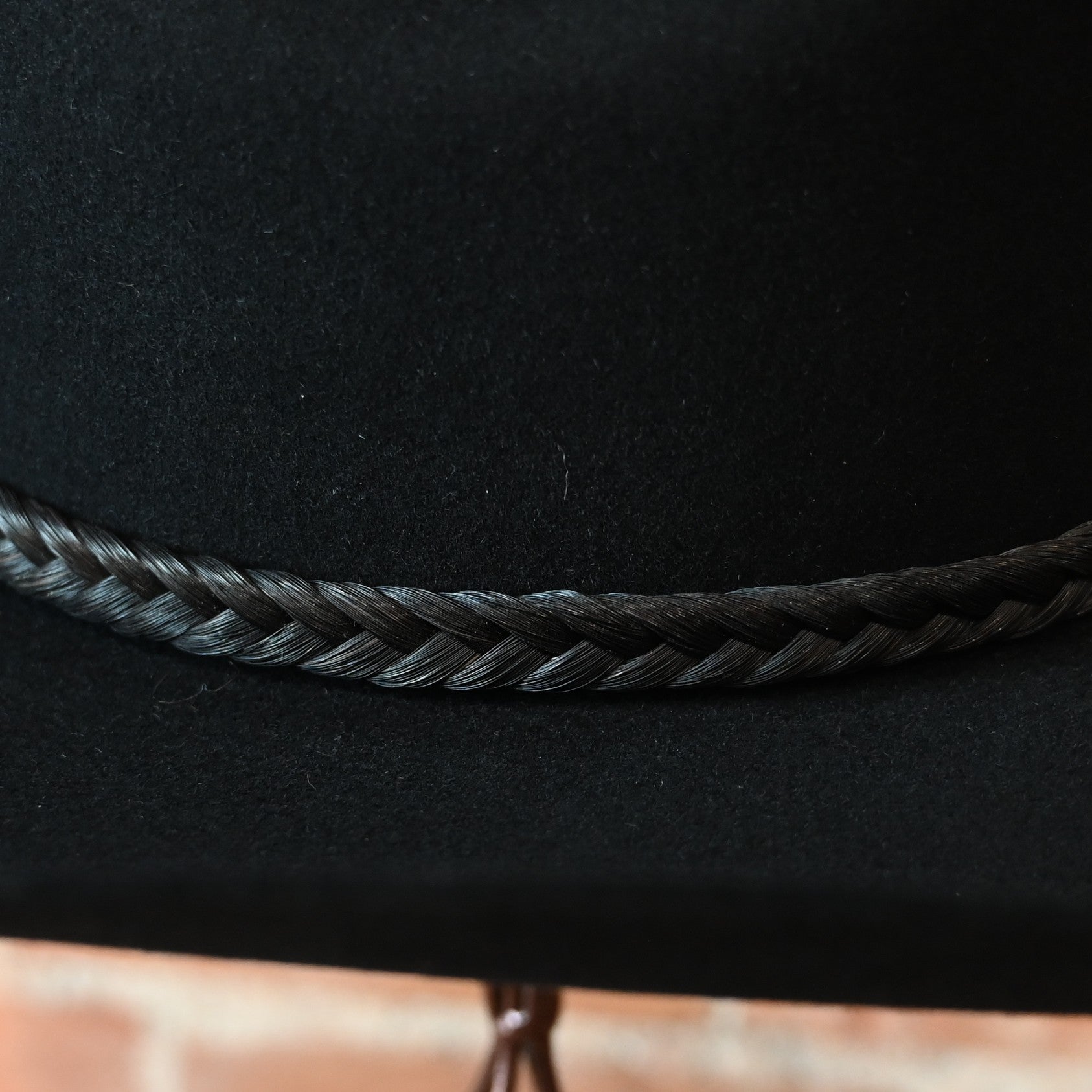 Cowboy Collectibles Red Lodge black braided horsehair hatband with concho buckle and Western detail