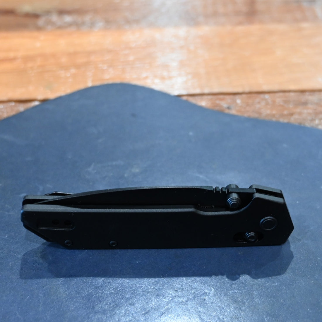 Kershaw Iridium folding knife with black aluminum handle and stonewashed D2 blade