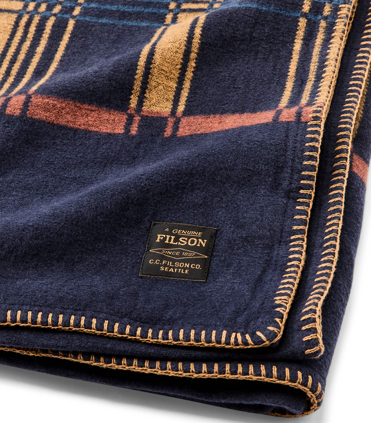 Filson cotton blanket navy Irondale pattern woven 100% cotton throw