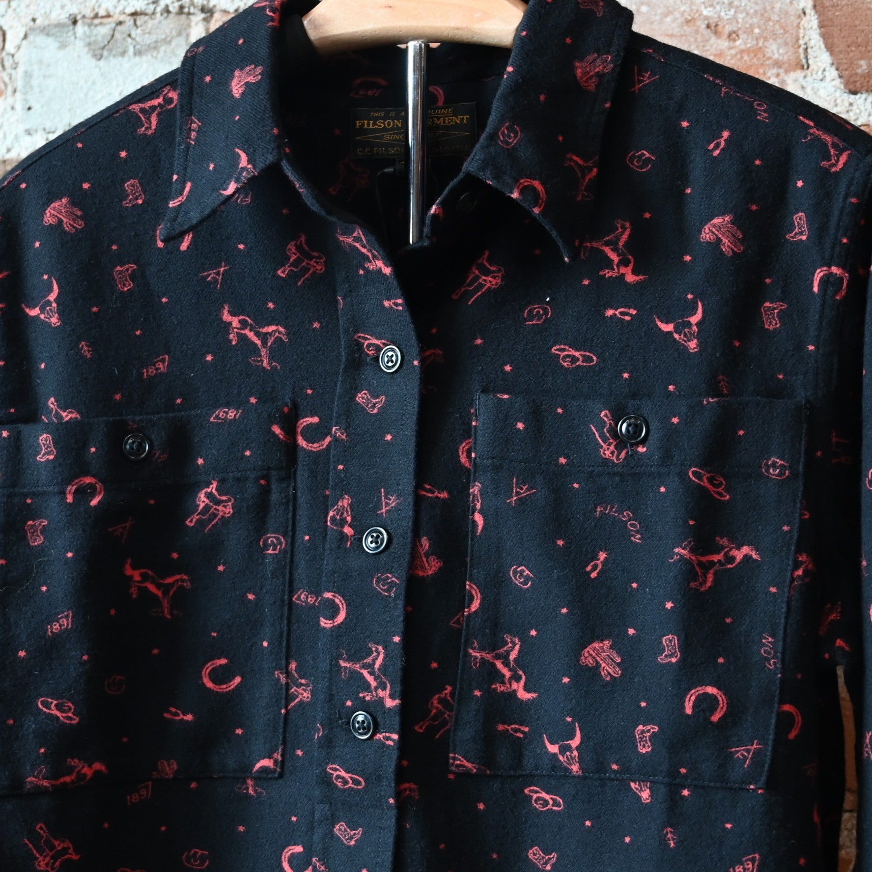 Filson – Ladies Rangeland Flannel Shirt (Black with Pink Western Detail)