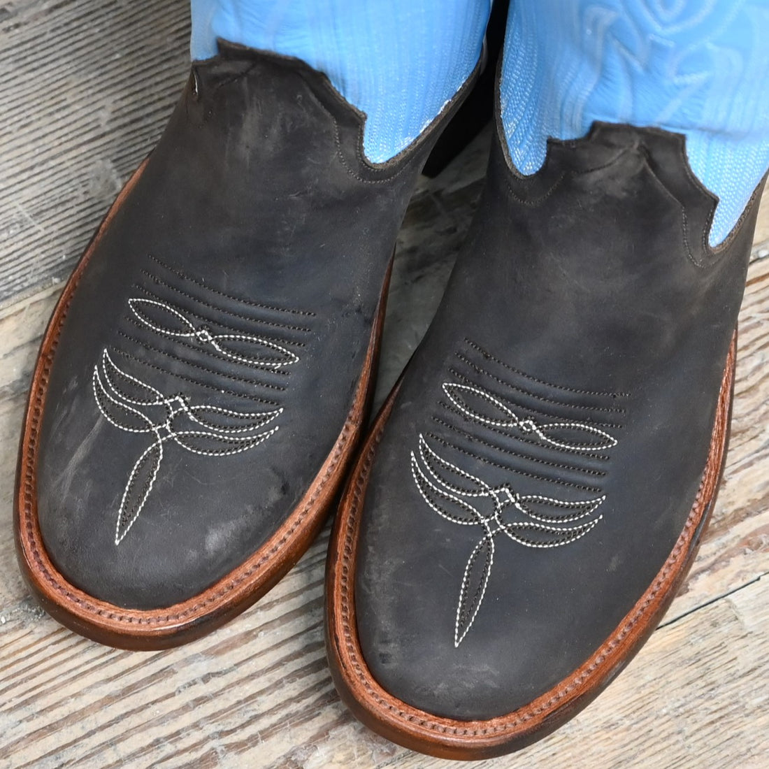 Rios of Mercedes Ladies 14" Crazy Horse Sea Salt Deercow Top with Chocolate Vamp