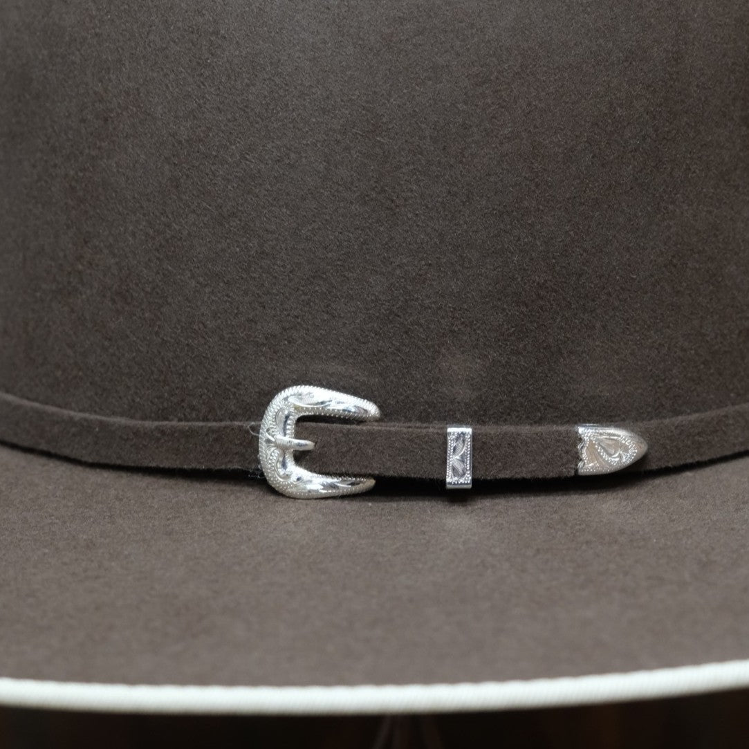 Serratelli 8X Liberty felt hat in Walnut with an open crown and 4" bound edge brim.