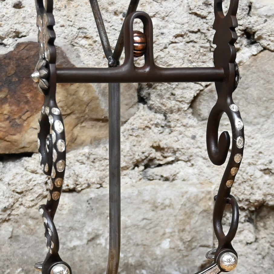 JT Silversmiths Daisy and Snake bit with patina finish and silver inlay, daisy & snake motifs