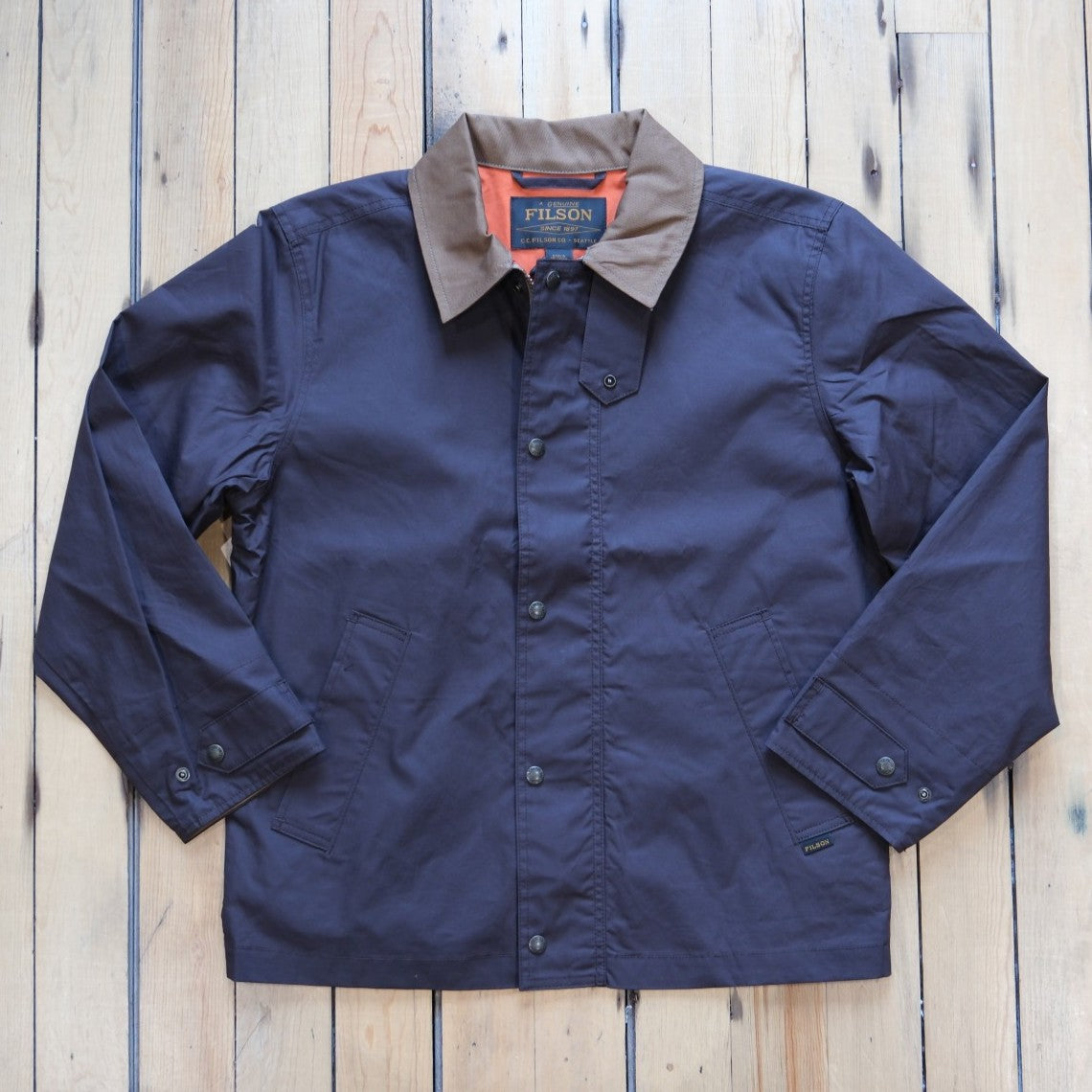 Filson Dry Wax Short Field Jacket in Dark Brown.