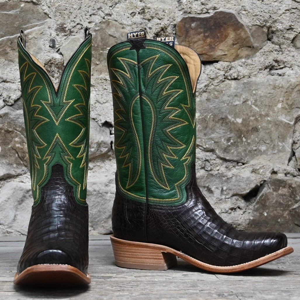 Hyer SPEARVILLE 13" Grass Green Top with Coffee Matte Belly Caiman Vamp