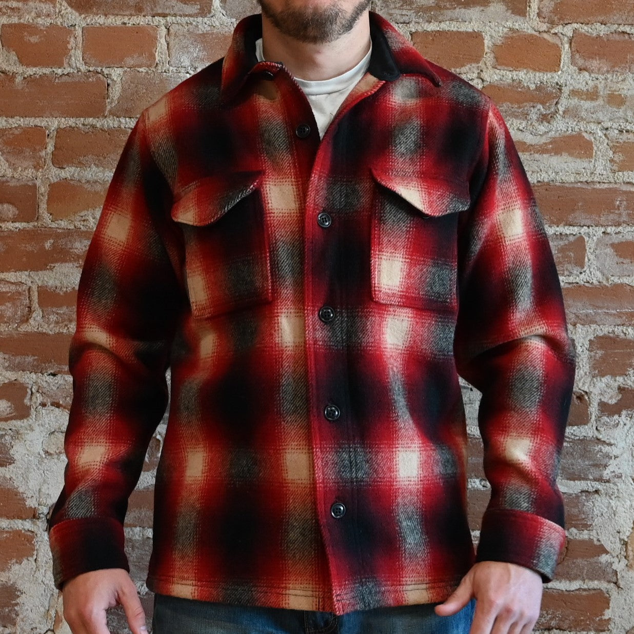 Filson Mackinaw Wool Jac-Shirt – Black Coffee Multi Plaid & Red