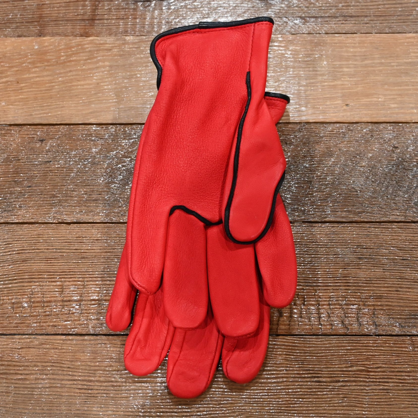 Geier Gloves lightweight red deerskin work glove with black piping