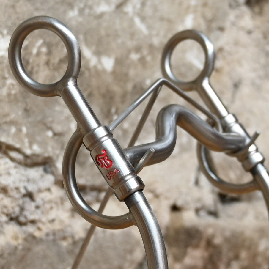 Tom Balding Advantage Long Medium Low Bit with stainless shanks and sweet iron port mouthpiece.