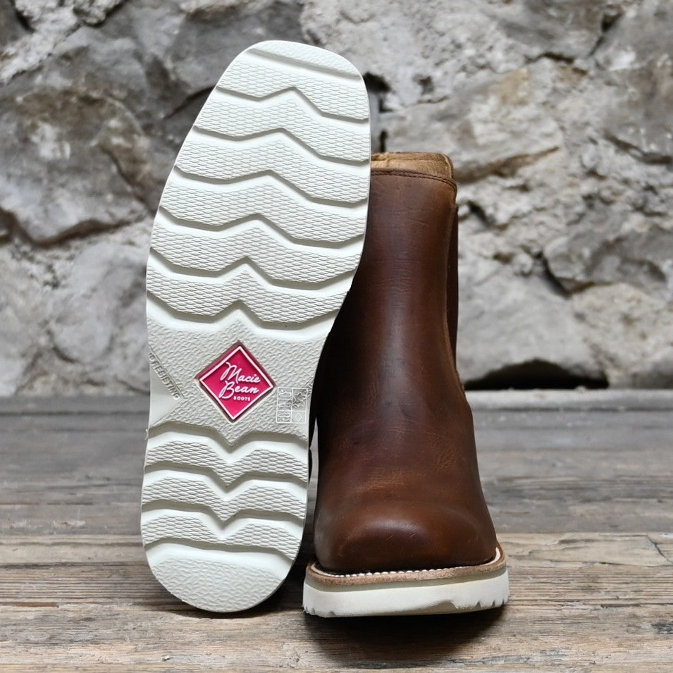 Macie Bean ladies distressed bison leather wedge bootie with Western styling