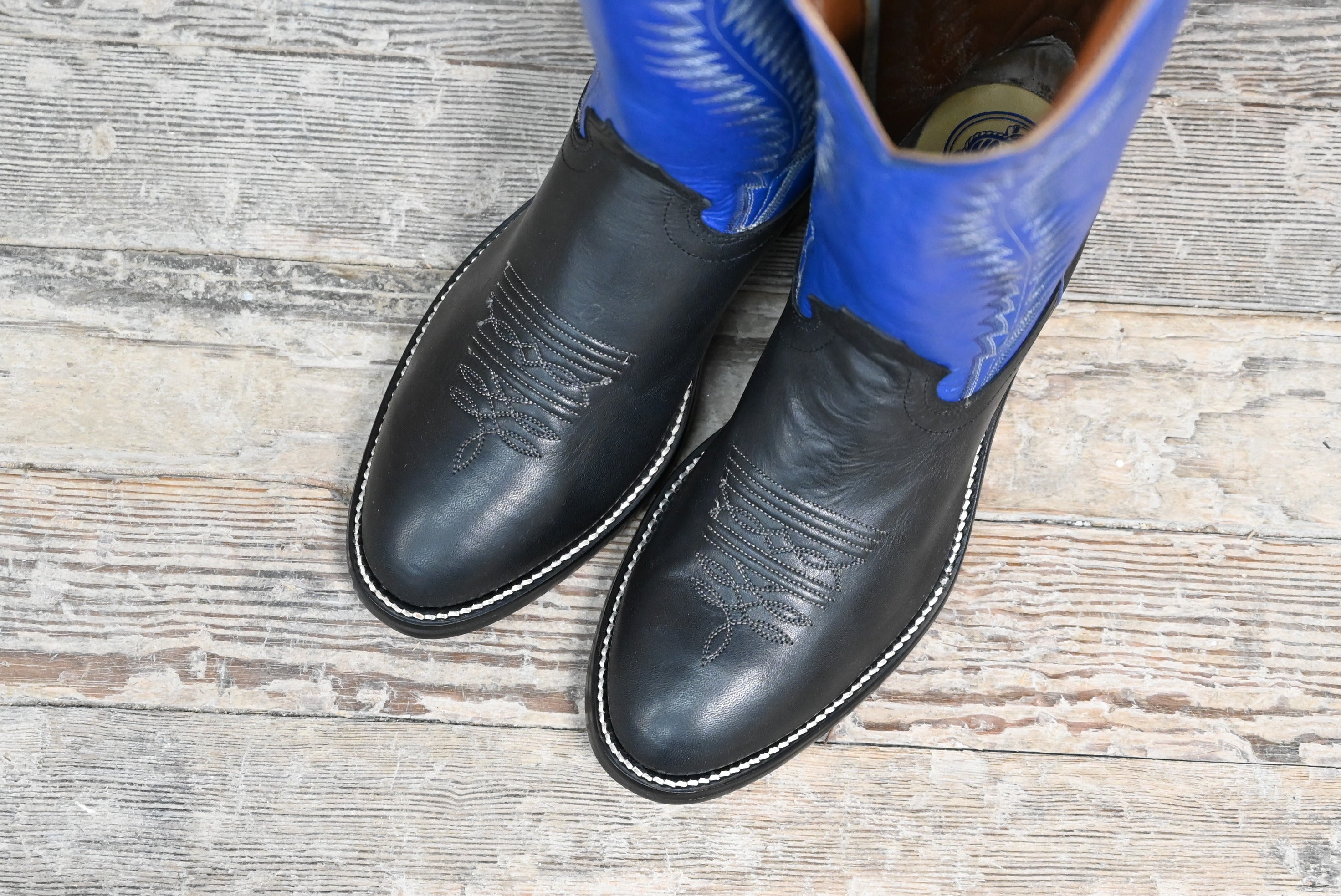 Hondo 16" Cowboy Boot – Royal Blue Top with Black Retan Vamp