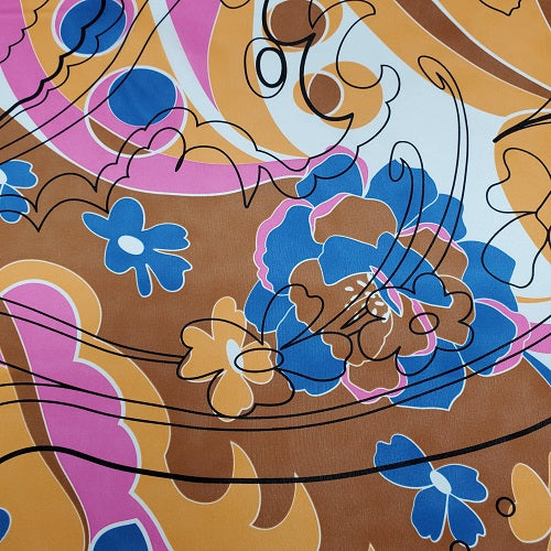 Cowboy Images 44×44 silk wild rag in toffee, caramel and pink tones