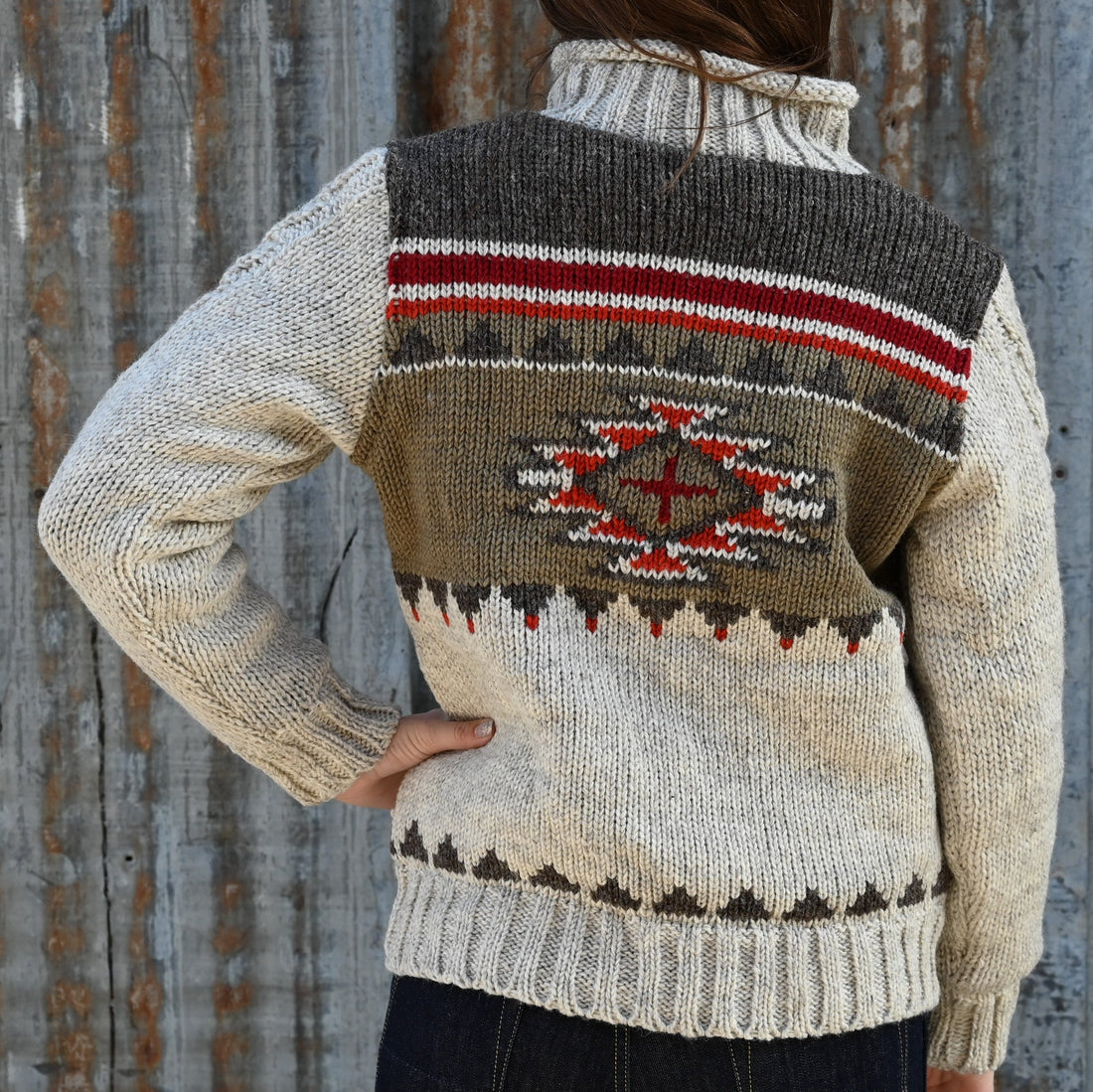 Brush Creek ladies wool cardigan sweater in light natural with button-up front