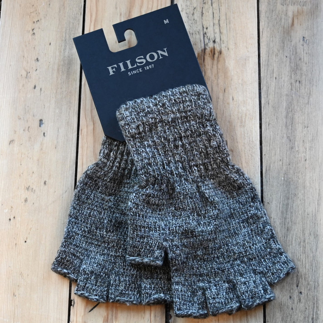 View of Filson Fingerless Knit Gloves featuring open-finger design and rib-knit cuffs