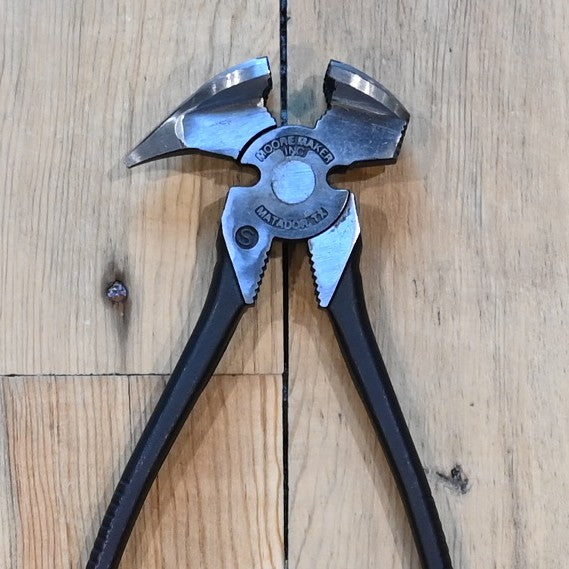 View of Front of Moore Maker 8" Saddle Pliers w/ Spike and Holes.