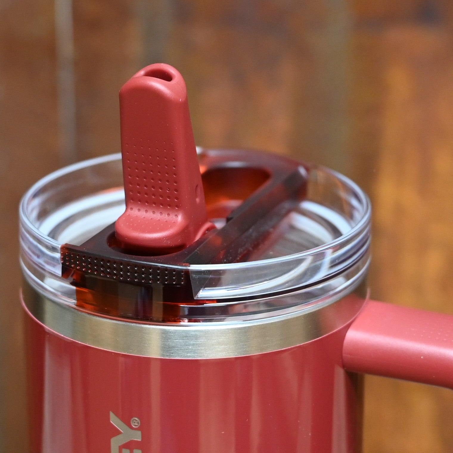 Stanley Quencher ProTour Flip Straw Tumbler 30 oz in Cranberry Gloss with flip straw lid and comfort-grip handle