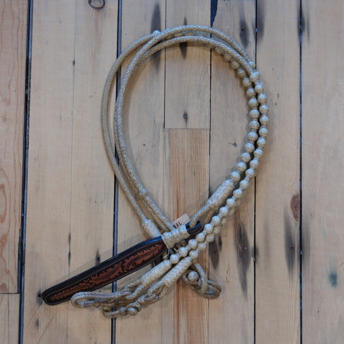 Traditional Rawhide 102" 12 Plait 60 Button Romel Reins - Natural