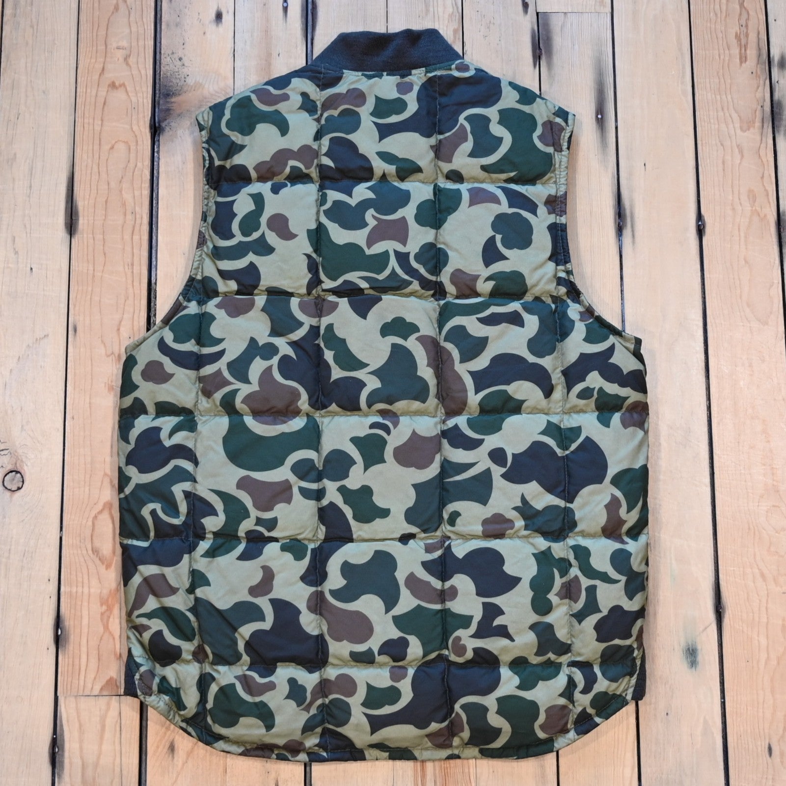 Filson Waxed Down Vest Tundra Shrub Camo — camo print, waxed cotton shell, down fill