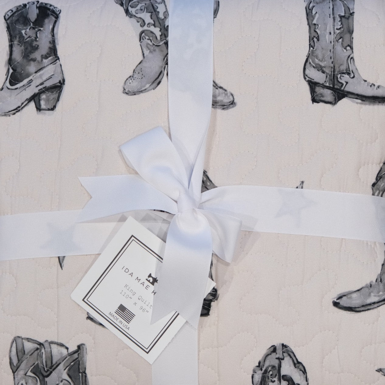 Ida Mae Home - Thunderbird Boots Black Linen Quilt - King