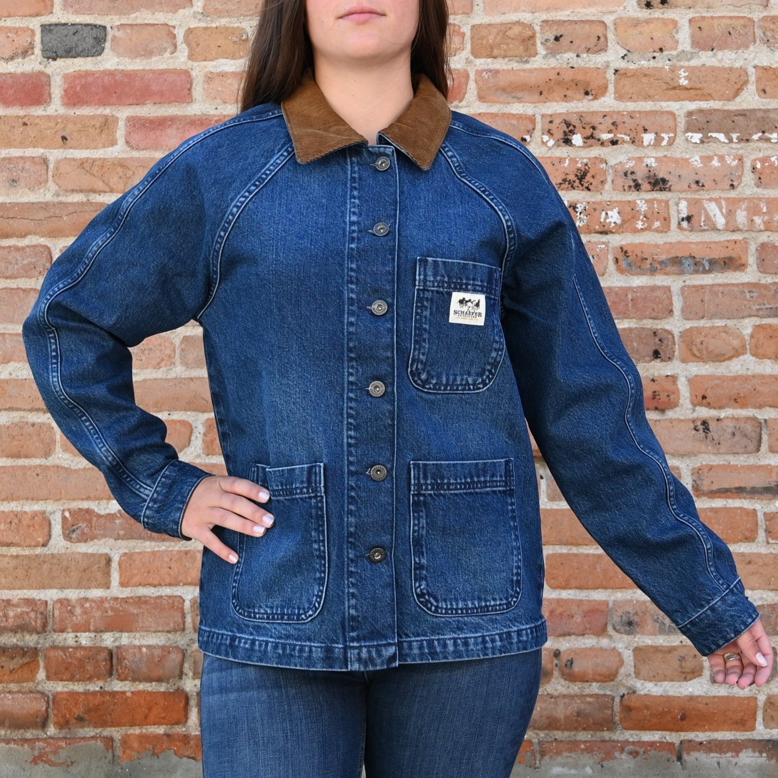 Schaefer Ladies Denim Chore Coat – Medium Indigo – Atomic 79