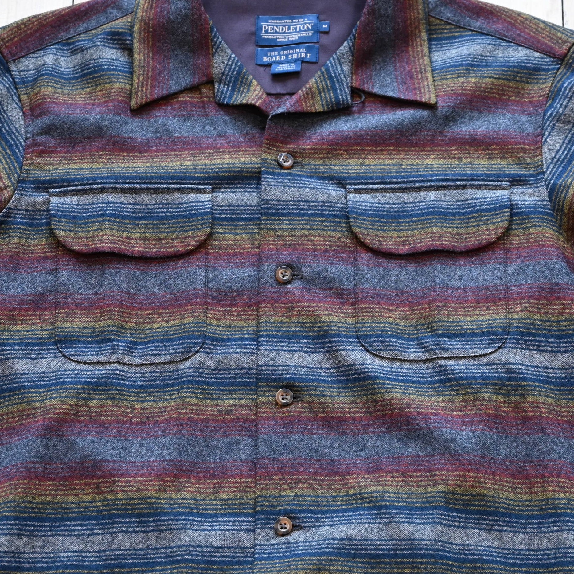 Pendleton – Men's Wool Board Shirt in Brown Multi Ombre Stripe