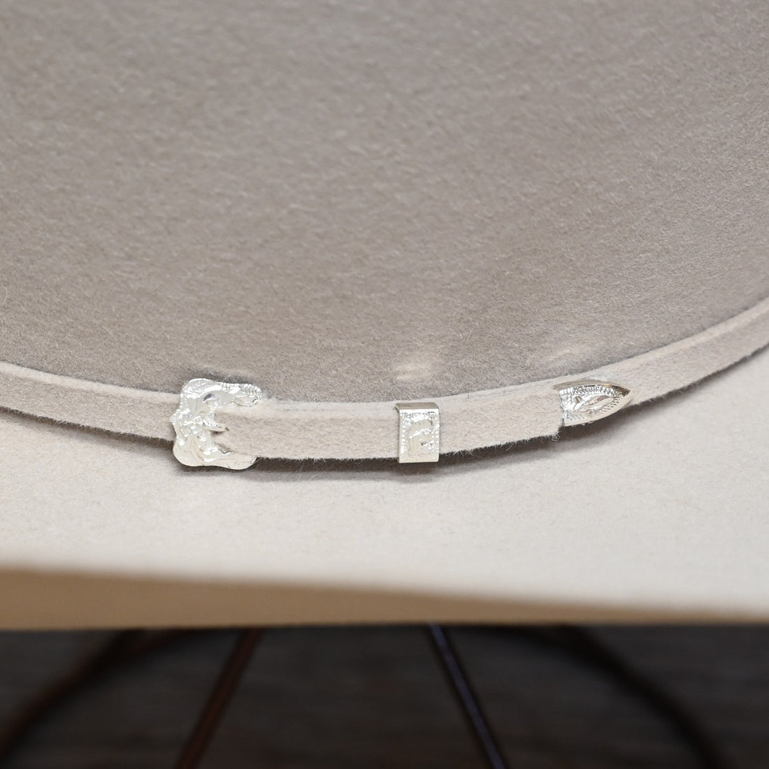 View of detail of hat