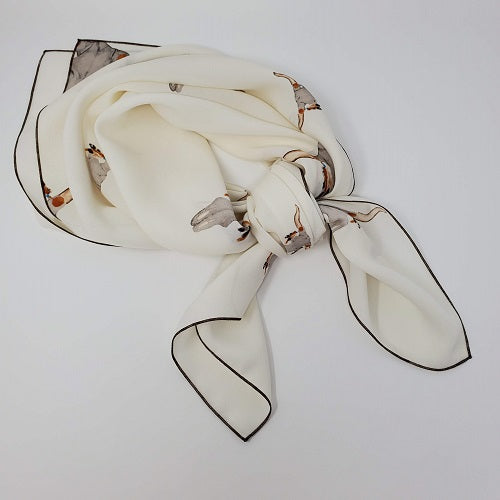 Cowboy Images Charmeuse Longhorns wild rag 22×22 steer skull print satin