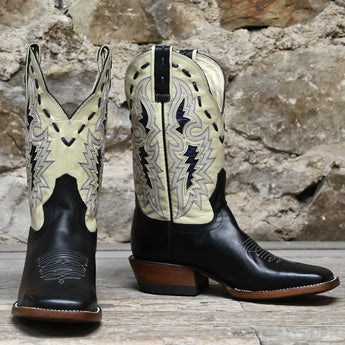 Hondo 11" Cowboy Boot – Bone Top with Black Steer Vamp