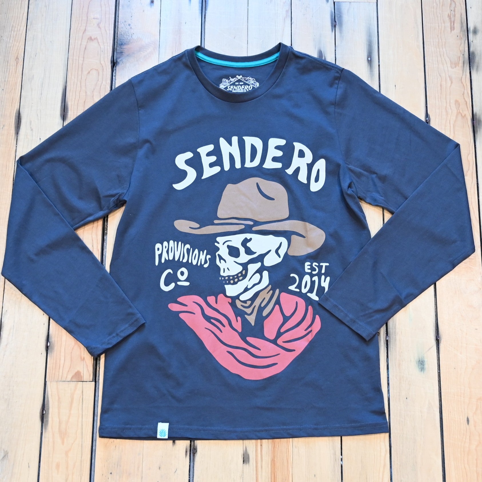 Vintage black Quitado long sleeve tee by Sendero with desert ballad graphic inspired by the Chihuahuan Desert