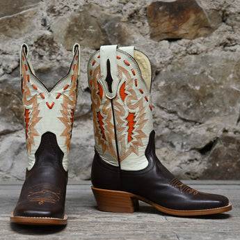 Hondo 11" Cowboy Boot – Bone Top with Brown Calf Vamp