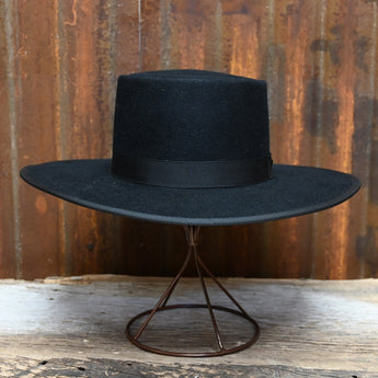 Flying Cloud Hats Amish Black Felt- 5.5" Crown 4" Brim - Telescope
