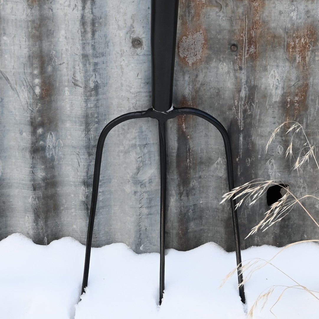 3 Tine Forged Hay Hook 8x12 Head 48" view of pitchfork