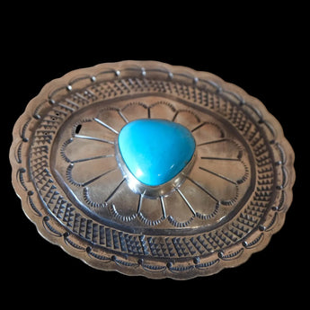 J. Alexander Rustic Silver Oval Buckle with Turquoise