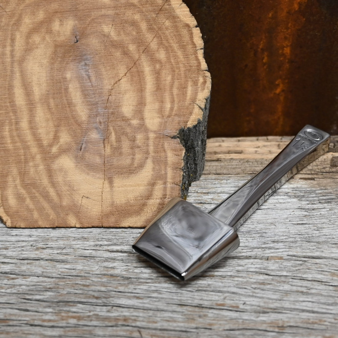 Weaver Master Tool 1 ⅛-inch oblong leather punch, hand-forged polished steel