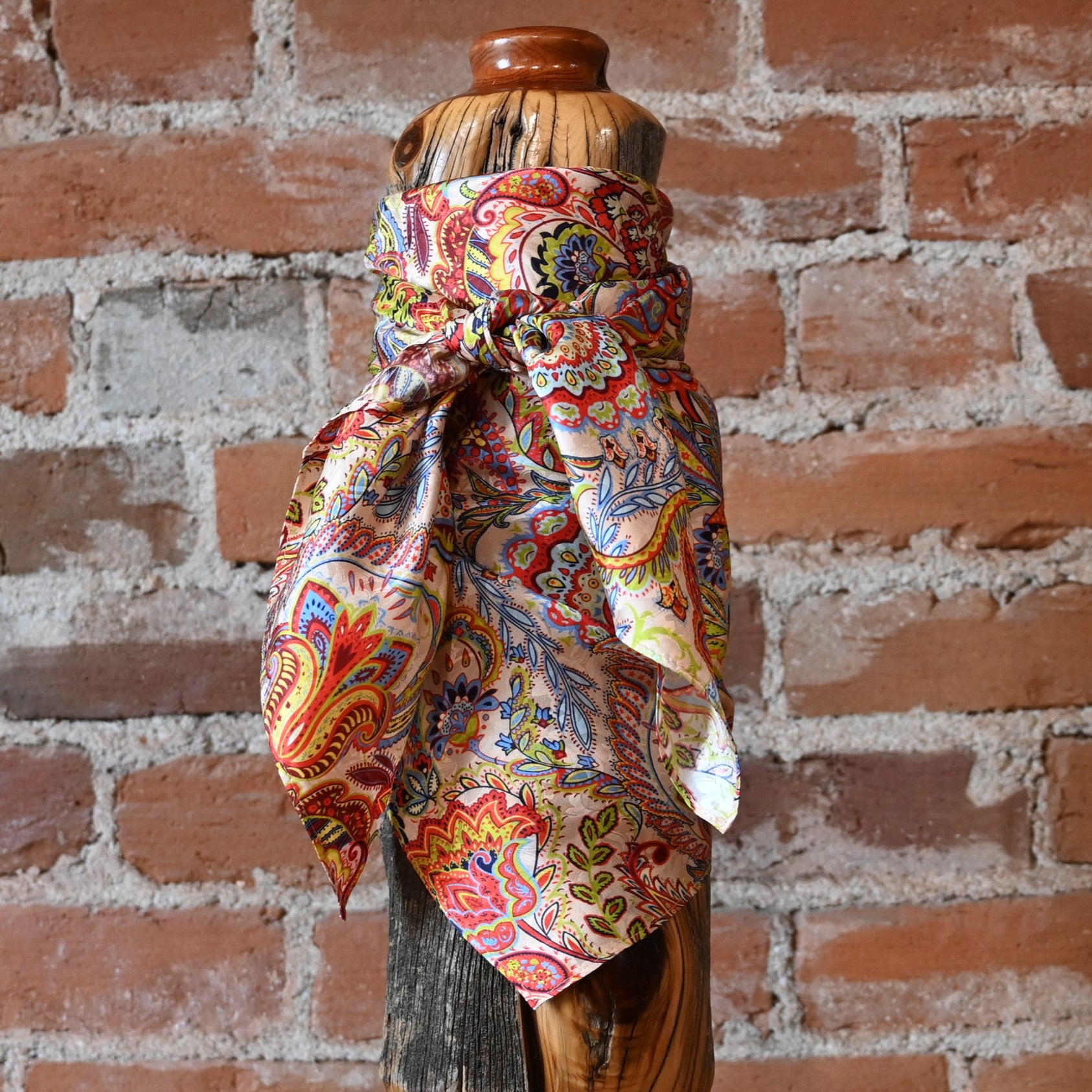 Schaefer multi red paisley silk wild rag 35x35 square