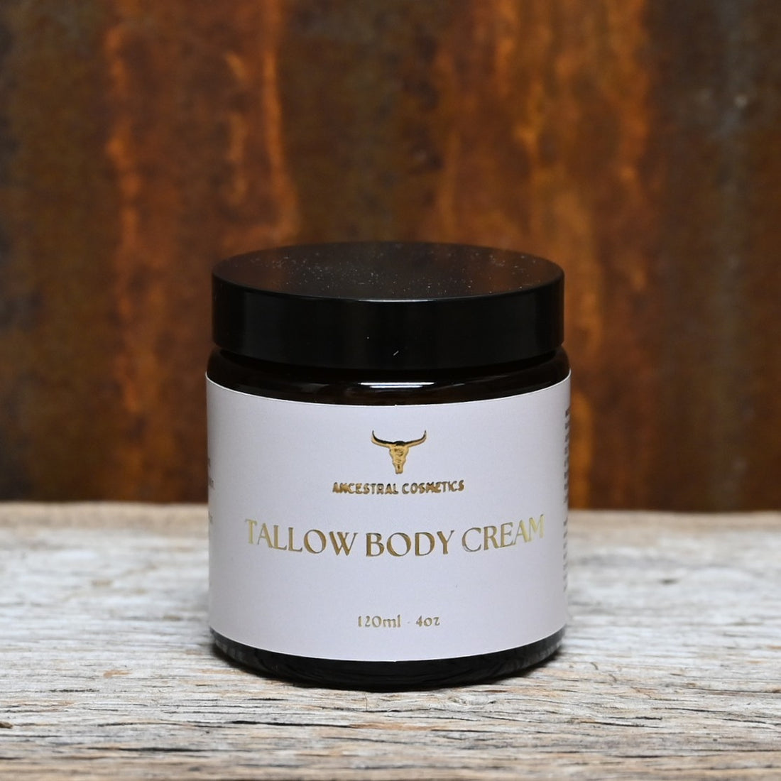 Ancestral Cosmetics Tallow Body Cream in jar, nutrient-rich tallow moisturizer for full body use