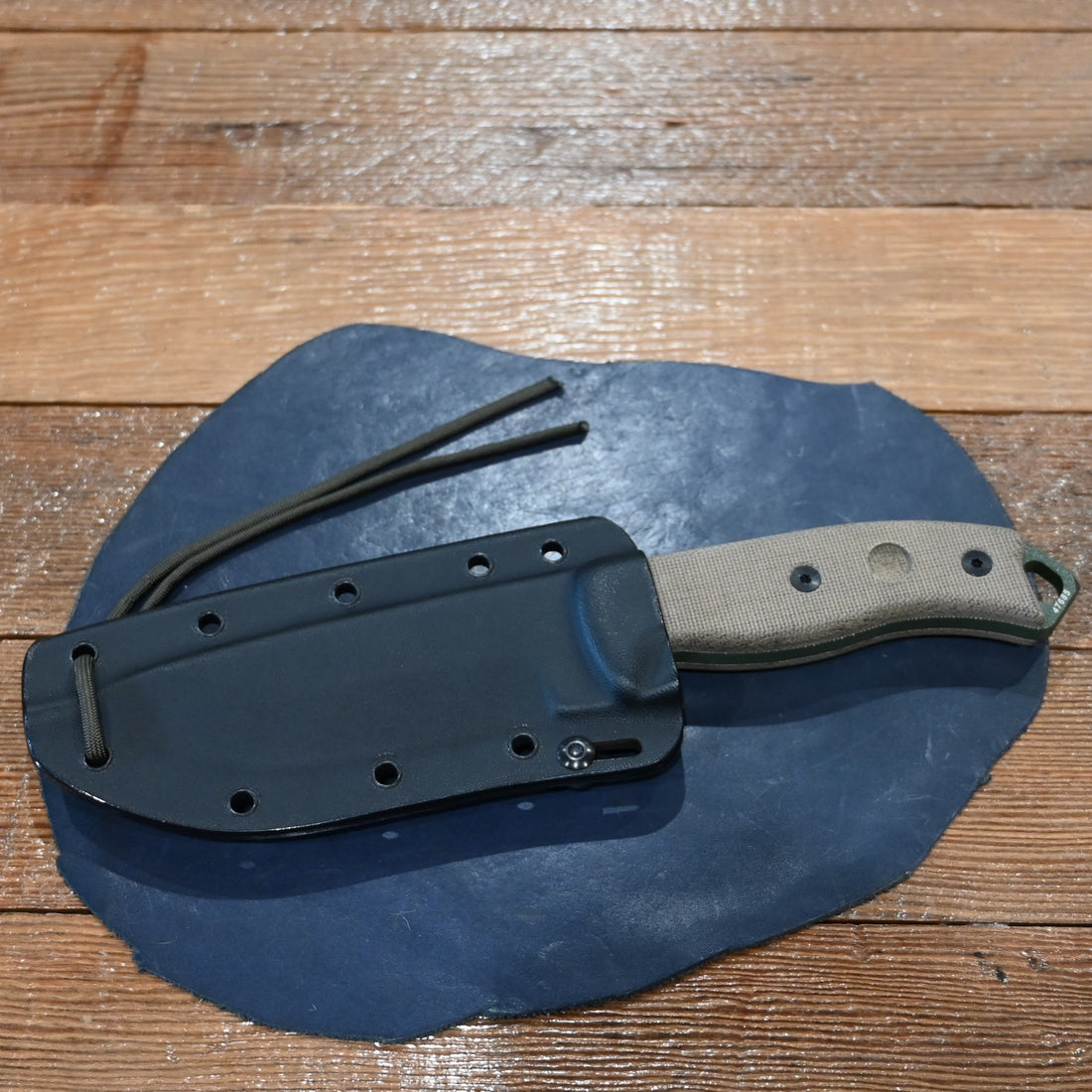 2018 ESEE-5 serrated fixed blade knife with OD green coated blade, micarta handle, and MOLLE sheath
